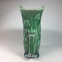 Rare Roseville Pottery'' Morning Glory'' Green Pillow Vase, Shape No, 120-7'