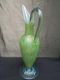 Rare Shape Loetz Ozone Cisele Bohemian Glass Ewer Pitcher Vase c1899 Slight AF