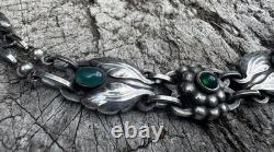 Rare Vintage Georg Jensen Art Nouveau Silver & Green agate Necklace # 1