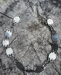 Rare Vintage Georg Jensen Art Nouveau Silver & Green agate Necklace # 1