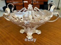 Rare WMF 1906 Art Nouveau Jugendstil Arts & Craft Fairy Vase With Green Glass