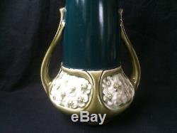 Rare antique ART NOUVEAU dark green vase. Marked, Signed and with number