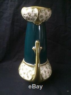 Rare antique ART NOUVEAU dark green vase. Marked, Signed and with number