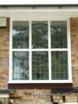 Red & Green Floral Stained Glass Picture Window (removed and available)