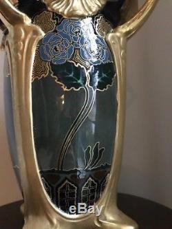 Reduced! Rare Piece Ernst Wahliss Art Nouveau Amphora Vase, Circa 1880-1910