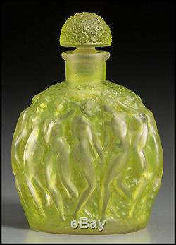 Rene Lalique RARE Habanito Molinard Glass Perfume Bottle Paris Art Antique Nude