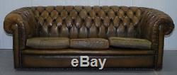 Restoration Vintage Chesterfield Sofa For Green Leather Good Rare Model Must See