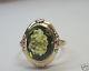 Retro Authentic Peridot Engagement Ring 14k Rose Green Gold Ring Size 7.75 Uk-p
