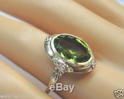 Retro Authentic Peridot Engagement Ring 14K Rose Green Gold Ring Size 7.75 UK-P