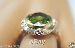 Retro Estate Vintage Peridot Engagement 14K Rose Green Gold Ring Size 7.75 UK-P