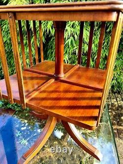 Revolving Mahogany Bookcase With Green Leather Top