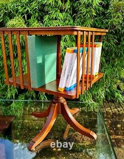 Revolving Mahogany Bookcase With Green Leather Top