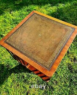 Revolving Mahogany Bookcase With Green Leather Top