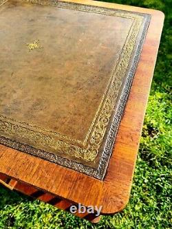 Revolving Mahogany Bookcase With Green Leather Top