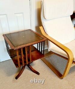 Revolving Mahogany Bookcase With Green Leather Top