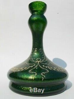 Riedel / Harrach Art Nouveau Aventurine Barber Bottle Glass Vase c. 1900 Bohemian