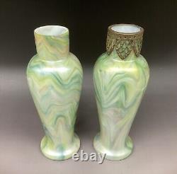 Rindskopf Marbled Glass Vases a Pair Iridescent Bohemian Glass Art Nouveau