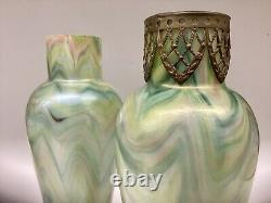 Rindskopf Marbled Glass Vases a Pair Iridescent Bohemian Glass Art Nouveau