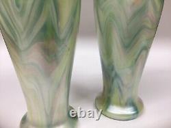 Rindskopf Marbled Glass Vases a Pair Iridescent Bohemian Glass Art Nouveau