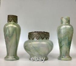 Rindskopf Marbled Glass Vases a Pair Iridescent Bohemian Glass Art Nouveau