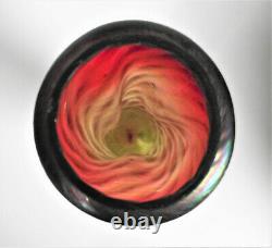 Rindskopf Pepita Red Green Iridescent Bohemian Antique Art Nouveau Glass Vase