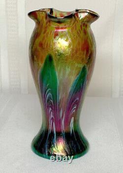 Rindskopf, Quadrefoil Flower Form, Pulled Feathering, Oil Spots, Very Nice Vase