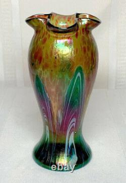 Rindskopf, Quadrefoil Flower Form, Pulled Feathering, Oil Spots, Very Nice Vase