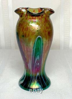 Rindskopf, Quadrefoil Flower Form, Pulled Feathering, Oil Spots, Very Nice Vase