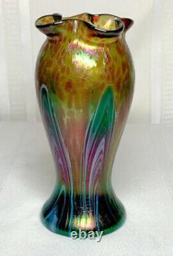 Rindskopf, Quadrefoil Flower Form, Pulled Feathering, Oil Spots, Very Nice Vase