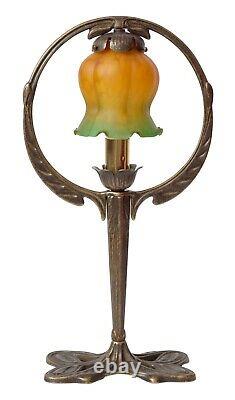 Romantische Jugendstil Tischlampe GREEN TULIP Messinglampe Art Nouveau