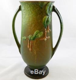 Roseville Pottery Fuchsia Green Vase 903-12 Studio Art Tall Handled Plant Motif