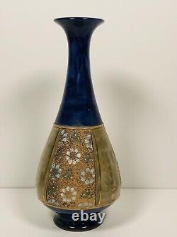 Royal Doulton Blue Green Victorian Pottery ART NOUVEAU Vase Antique 1880s Rare