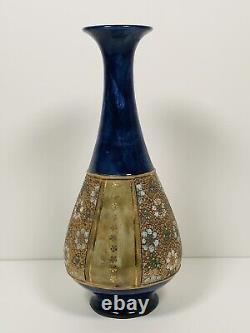 Royal Doulton Blue Green Victorian Pottery ART NOUVEAU Vase Antique 1880s Rare