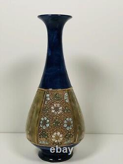 Royal Doulton Blue Green Victorian Pottery ART NOUVEAU Vase Antique 1880s Rare