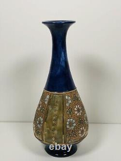 Royal Doulton Blue Green Victorian Pottery ART NOUVEAU Vase Antique 1880s Rare