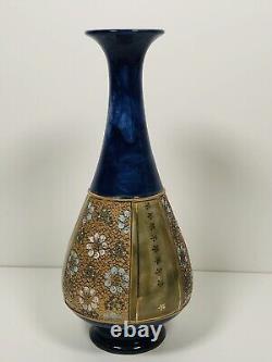 Royal Doulton Blue Green Victorian Pottery ART NOUVEAU Vase Antique 1880s Rare