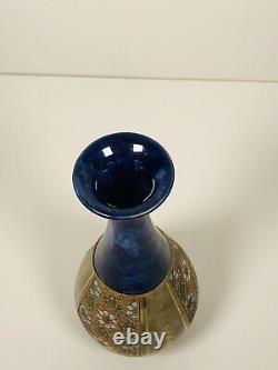 Royal Doulton Blue Green Victorian Pottery ART NOUVEAU Vase Antique 1880s Rare