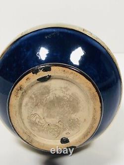 Royal Doulton Blue Green Victorian Pottery ART NOUVEAU Vase Antique 1880s Rare