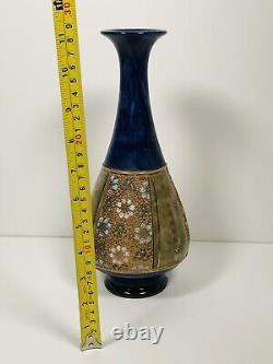 Royal Doulton Blue Green Victorian Pottery ART NOUVEAU Vase Antique 1880s Rare