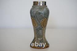 Royal Doulton Lambeth Art Nouveau Vase Silver Rim c. 1916-1917