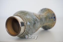 Royal Doulton Lambeth Art Nouveau Vase Silver Rim c. 1916-1917
