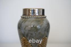 Royal Doulton Lambeth Art Nouveau Vase Silver Rim c. 1916-1917