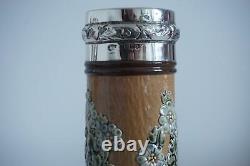 Royal Doulton Lambeth Art Nouveau Vases Silver Rims Ethel Beard c. 1903