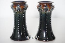Royal Doulton Lambeth Art Pottery Art Nouveau Antique Stoneware Vases c. 1905