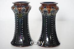 Royal Doulton Lambeth Art Pottery Art Nouveau Antique Stoneware Vases c. 1905