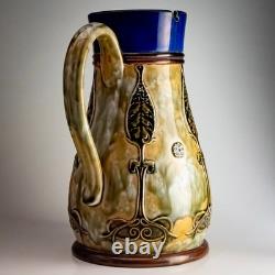 Royal Doulton Lambeth Stoneware Art Nouveau Jug Relief Decoration 7.5 c1899