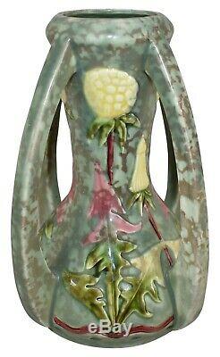 Royal Dux Amphora Bohemia Pottery Art Nouveau Yellow Thistle Porcelain Vase