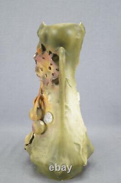 Royal Dux Amphora Style Cherries & Blossoms Art Nouveau Vase Circa 1904-1918