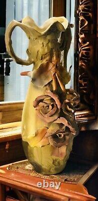 Royal Dux Amphora Style Rose Art Nouveau Vase C. 1904-1918 Austria Signed Read