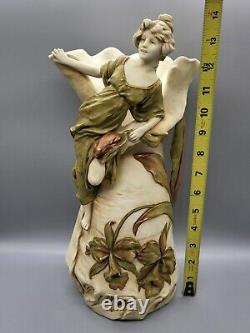 Royal Dux Bohemia 14 Lady Goddess Vase Triangle Signed 1860-1904 Retro Antique